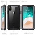 thumbnail image 6 of i-Blason iPhone X Case, [Ares] Full-Body Rugged Clear Bumper Case with Built-in Screen Protector, Black, 6 of 6