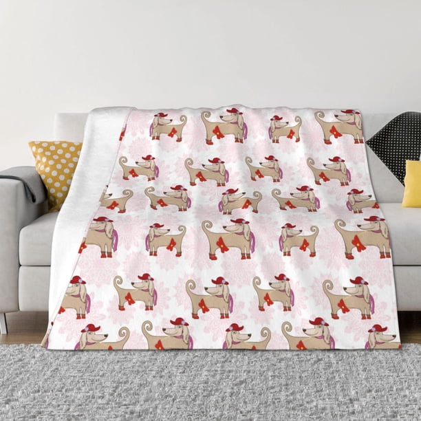 Fotbe Dachshund Dog Puppy Manta de Franela con Estampado, Manta Ultrasuave para Cama, Sofá, Auto, Hipoalergénica y Antibolitas-50"x40"