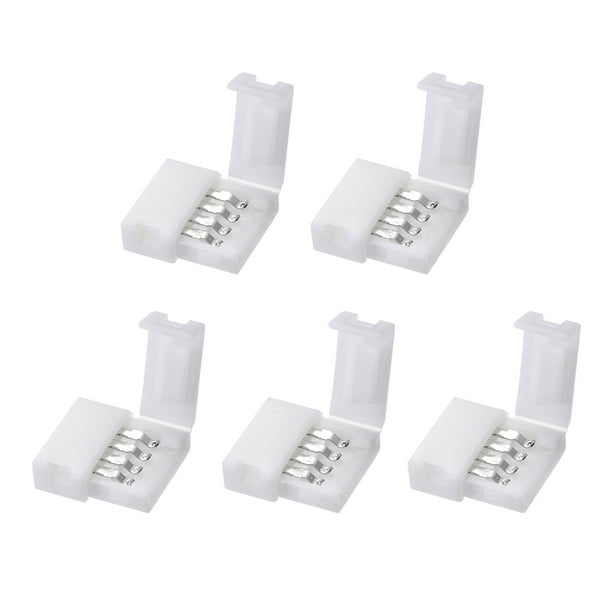 Conector de tira LED de 10 mm 4P sin soldadura para luces de tira multicolor RGB 5 piezas