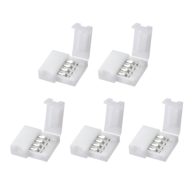 Conector de tira LED de 10 mm 4P sin soldadura para luces de tira multicolor RGB 5 piezas