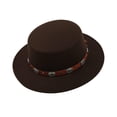 thumbnail image 4 of XIAOCHA Womens Metal‑Concho Fedora Hat Solid Wide‑Brim Hat Western Cowbaby Festival Hat,Coffee, 4 of 4