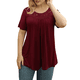 A.Jesdani Women's Boho Tunic Top - Plus Size Wine Red Blouse With Ruffle Details 4XL