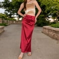 thumbnail image 4 of Women's High-Waisted Satin Maxi Skirt - Medium, Burgundy, 4 of 7