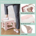 thumbnail image 3 of Uxcell 9" Folding Step Stool for Adults 275 lbs Capacity Non-Slip Step Stool with Handle Collapsible Foot Stools Pink, 3 of 7