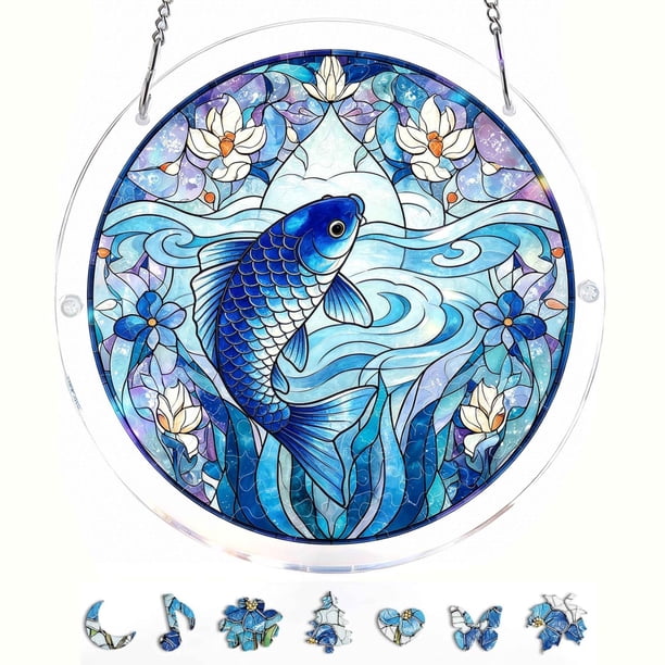 Acrylic Puzzles Suncatcher Window Hanging, Sun Catcher Acrylic Puzzles Garden Decoration for Women Men Mom Birthday Gift Home Decor