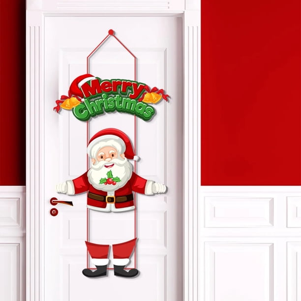 Colgantes navideños de dibujos animados, colgador de puerta de Papá Noel, decoración de pared de Navidad, adornos decorativos de Feliz Año Nuevo, 2024