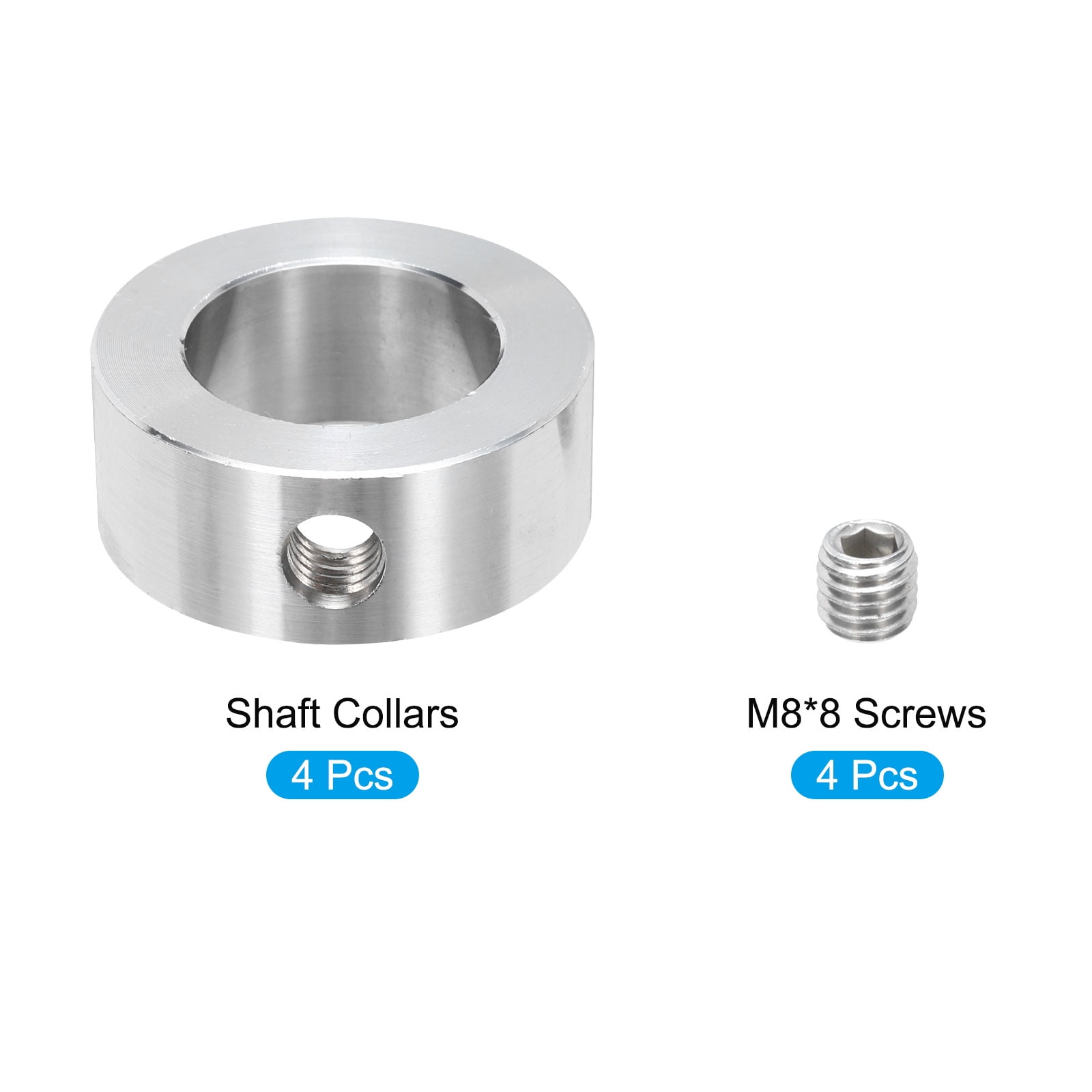 Uxcell 4pcs Shaft Collars 1" Bore Stainless Steel Shaft Collars 1.6" OD, 3/5" Width Axle Collar Clamp with Set Screw