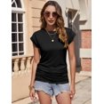 thumbnail image 4 of Zeagoo Fitted Shirts for Women Cap Sleeve Ruched T Shirts Crewneck Solid Tunics Business Work T-Shirt Summer Basic Top, 4 of 6