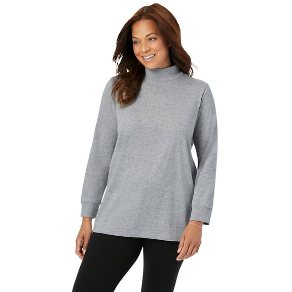 Woman Within Plus Size Perfect Long-Sleeve Mockneck Tee (Petite Available)