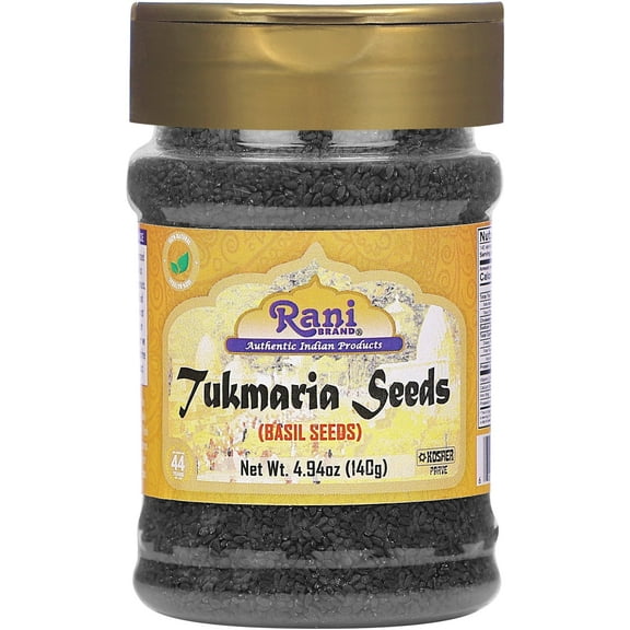 Rani Tukmaria (Natural Holy Basil Seeds) 4.94oz (140g) Used for Falooda / Sabja Dessert, Spice & Ayurveda Herbal ~ Gluten Friendly | NON-GMO | Kosher | Vegan | Indian Origin