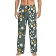 thumbnail image 2 of Picia Flowers and Bee Mens Soft Woven Cotton Elastic Waistband Sleep Pajama Pant Lounge Sleep Pant With Pockets And Drawstring-Large, 2 of 9