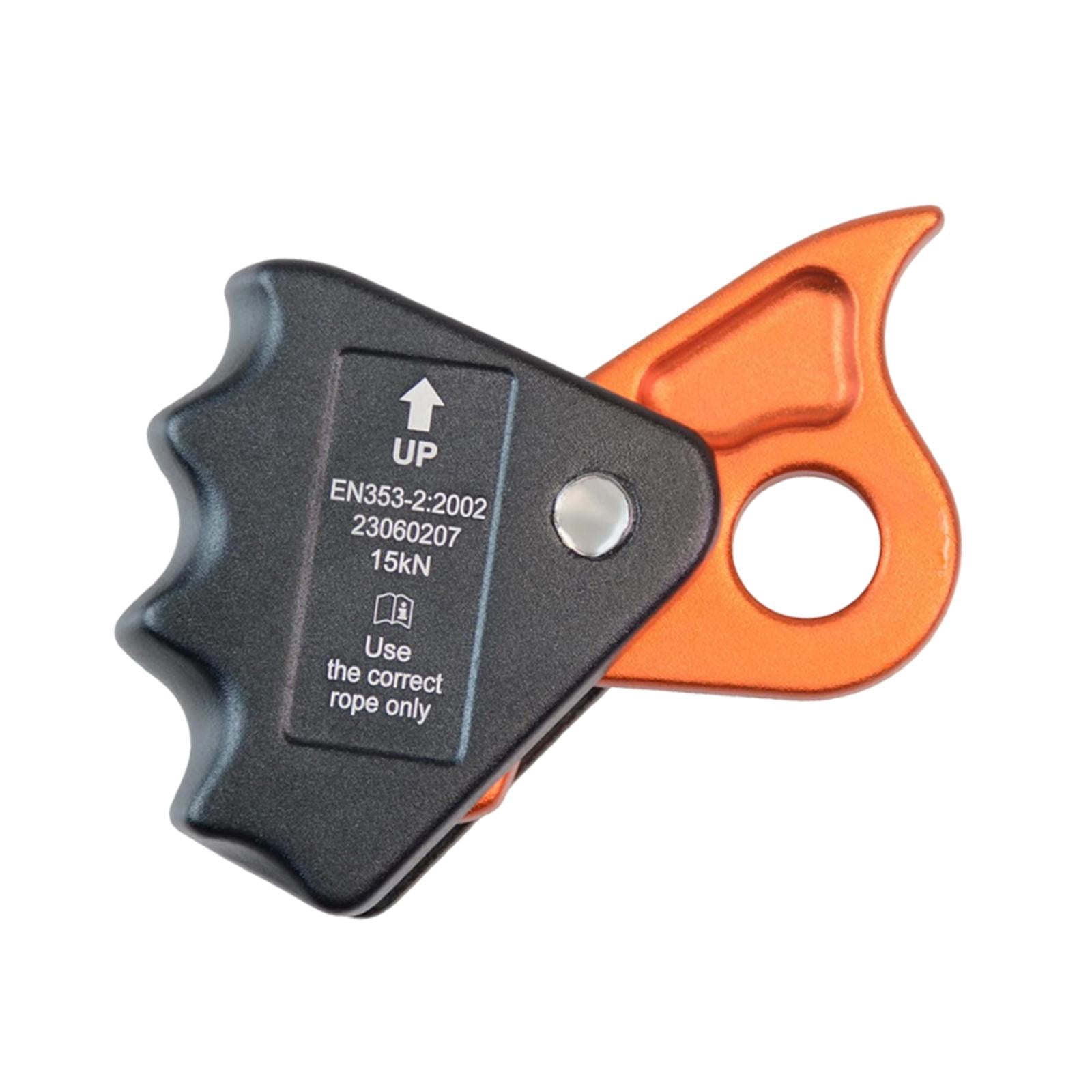 figatia Climbing Rope Grab Fall Arrester 15kN Rope Grabber Aluminum Alloy Ascender Equipment Climbing Stop Descender for Expedition Orange
