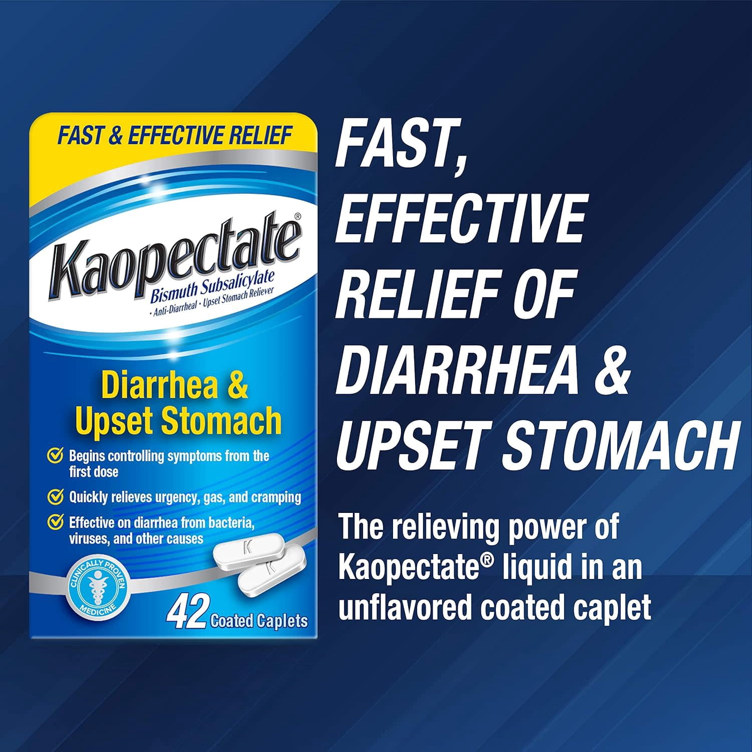 (3 pack) Kaopectate Multi-Symptom&nbsp;Anti-Diarrheal&nbsp;and&nbsp;Upset Stomach&nbsp;Reliever,42 Count,Anti&nbsp;Diarrhea&nbsp;Pills