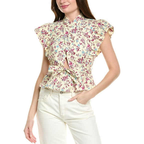 Derek Lam 10 Crosby womens  Brynn Ruffle Wrap Top, 0, White