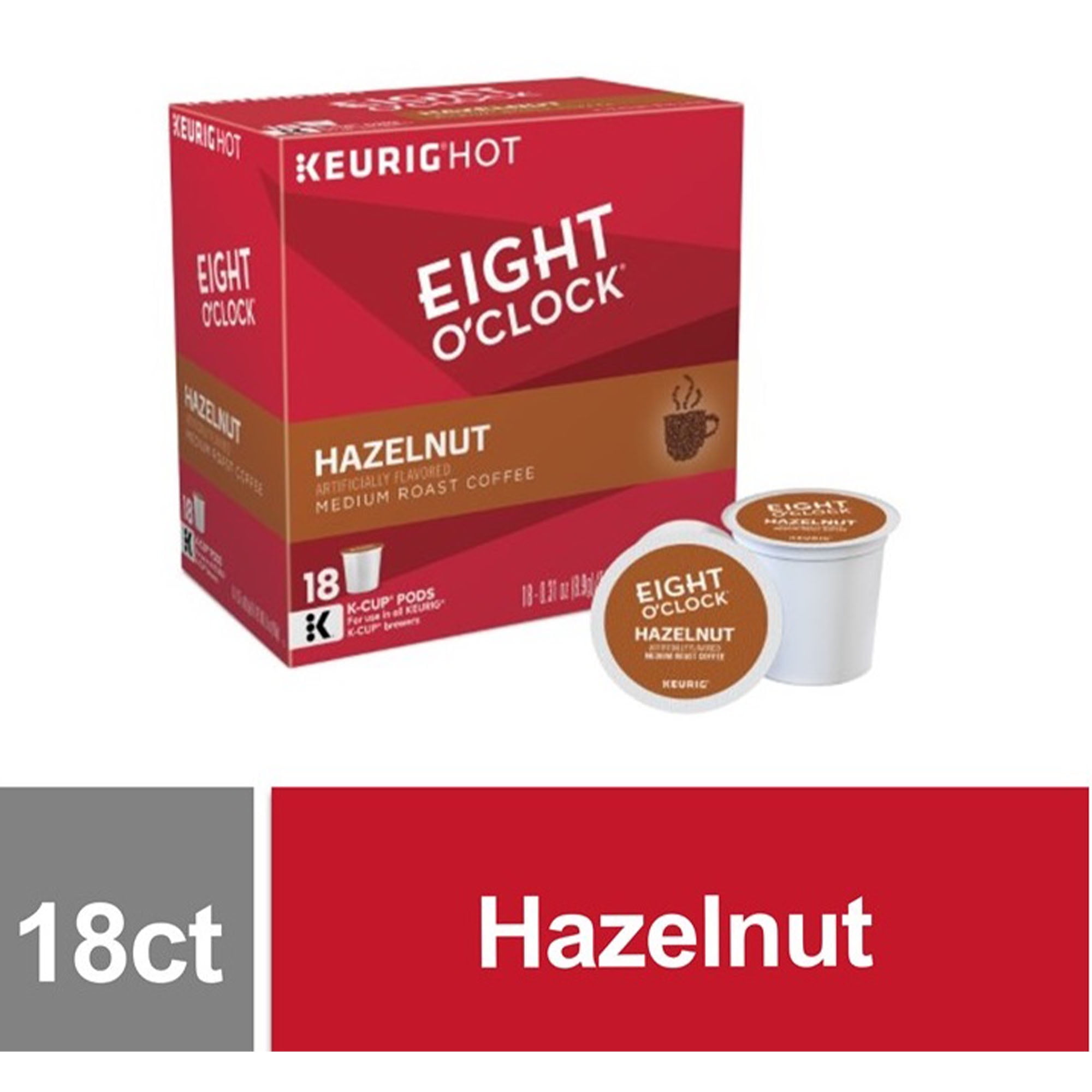 Eight O'Clock Hazelnut KCup Coffee Pods, 18 Count