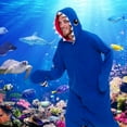 thumbnail image 2 of Shark One Piece - Plush Adult Animal Costume Jumpsuit by FUNZIEZ! (Blue, Small), 2 of 6