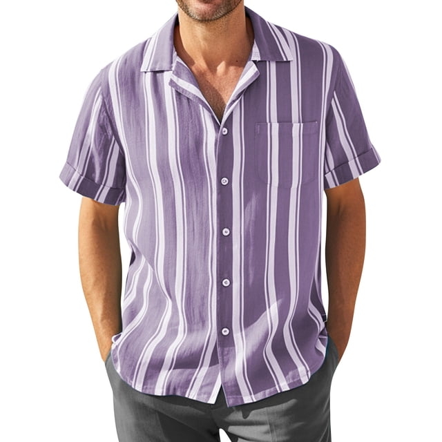 Men's Summer New Loose Print Short Sleeve Shirt Cardigan Beach Shirt3XL