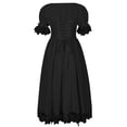 thumbnail image 3 of Tqyyweavej Robes de Renaissance pour Femmes Vintage Victorien Medevan Costumes Ourlet en Dentelle Col Rond Manches Courtes Robes de Soirée de Mariage Costume d'Halloween, 3 of 4