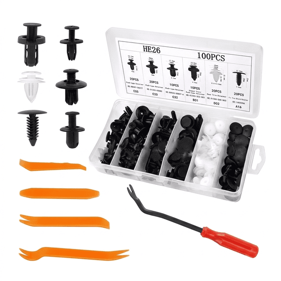 Bumper Clips, 100pcs Universal License Plate Screws Automotive Exterior Accessories Front Bumper Clips Front License Plate Bracket Plastic Fasteners for Car Fender Door Trim Expansion Rivets
