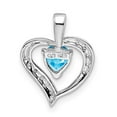 thumbnail image 6 of Auriga Fine Jewelry 925 Sterling Silver Rhodium Heart Swiss Blue Topaz & Diamond Heart Pendant for Women, 6 of 6