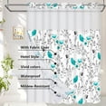 thumbnail image 2 of Ikfashoni Hookless Shower Curtain with Snap in Liner, Teal Floral Waterproof No Hook Mesh Window Bath Curtain, 71"X74", 2 of 8