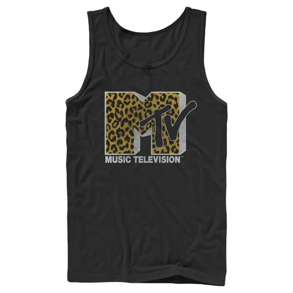 Men's MTV Cheetah Print Logo  Tank Top Black Small