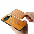 thumbnail image 4 of Decase Compatible with Google Pixel 9 Pro XL Faux Leather Magnetic 2 in 1 Detachable Wallet Case with Card Holder Men Women Compatible with MagSafe,Yellow, 4 of 6