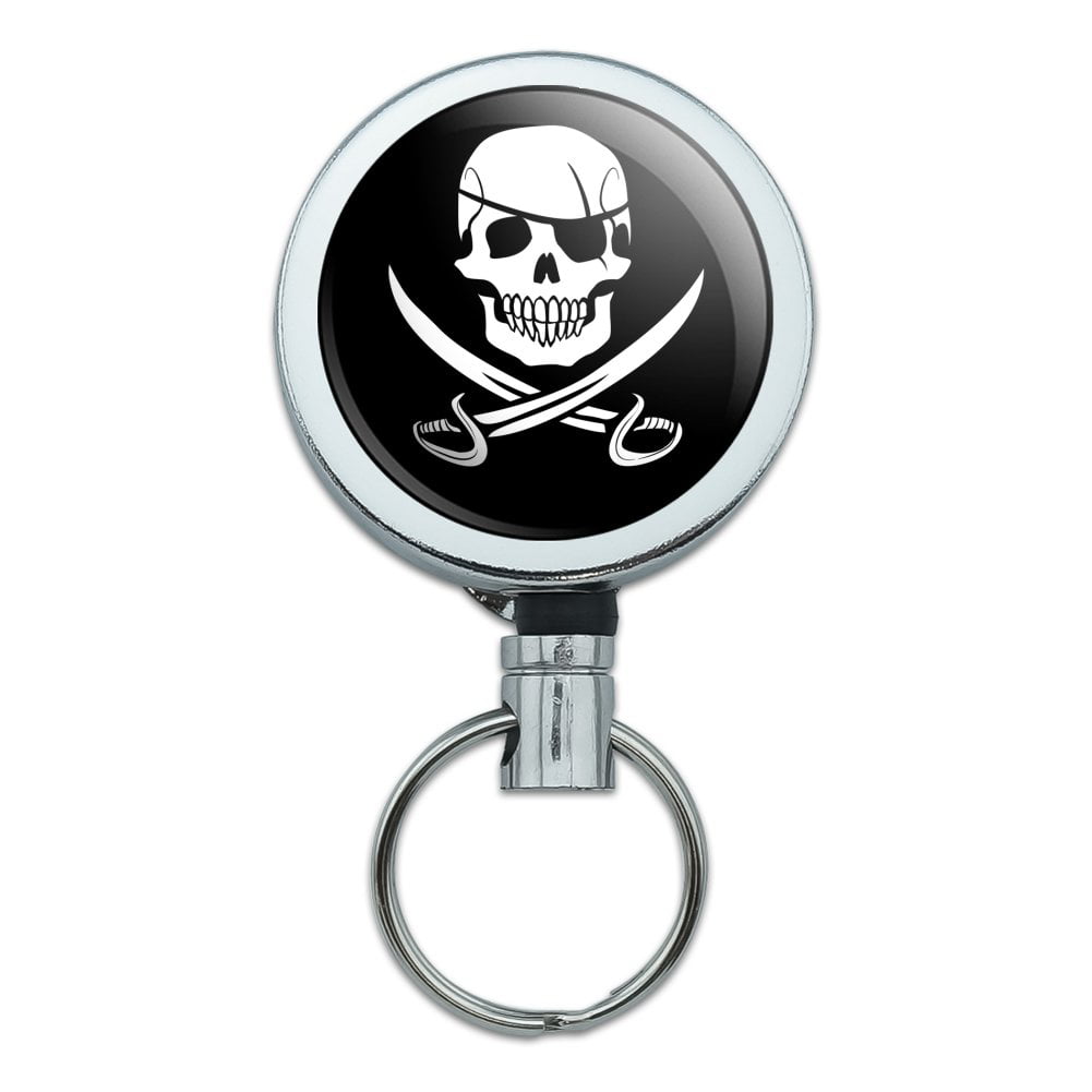 Skull Retractable ID Badge/Key Ring Holder 