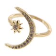 thumbnail image 1 of Crescent Star Shape Ring Fashion Rhinestones Opening Ring for Women, 1 of 3