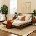 thumbnail image 3 of 3-Piece Solid Wood Bedroom Set Spindle Bed + Two 2-drawer nightstands - Walnut, 3 of 15