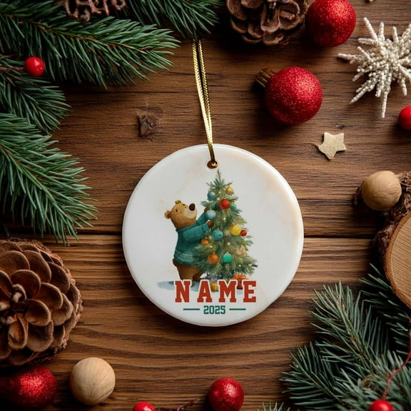 Personalized Bear Christmas Ornament 2025: Custom Holiday Keepsake