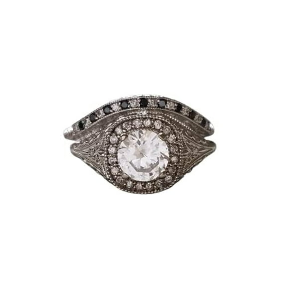 HeartsAndYou 3ct Round Cut Moissanite Halo Vintage Inspired Bridal Engagement Ring for Women 18k White Gold Over Silver