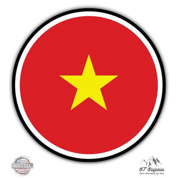 Vietnam Flag - 3" Vinyl Sticker - For Car Laptop I-Pad Phone Helmet Hard Hat - Waterproof Decal