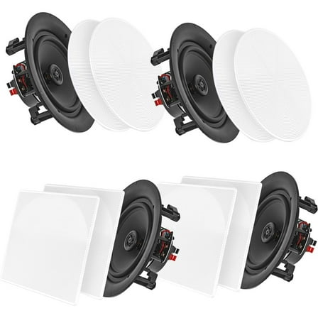 Pyle Audio 5.25 In 2 Way 150W Flush Mount Bluetooth Ceiling Wall Speakers, 4 Pk