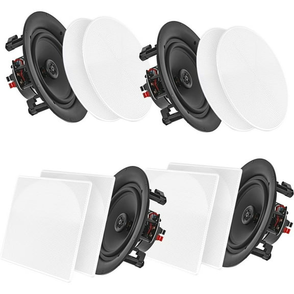 Pyle Audio 5.25 In 2 Way 150W Flush Mount Bluetooth Ceiling Wall Speakers, 4 Pk