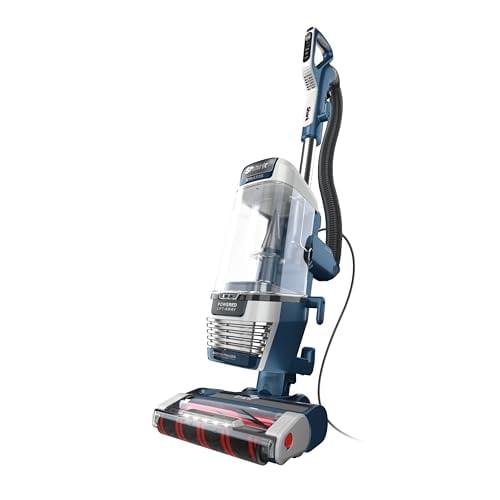 Aspiradora vertical Shark Stratos con DuoClean PowerFins, HairPro, sistema Lift-Away eléctrico, cepillo giratorio autolimpiable y tecnología neutralizadora de olores, color azul marino, AZ3002