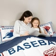 thumbnail image 5 of Feelyou Retro Baseball Hat Twin Comforter Sets, Blue Stripes Lines Bedding Set, 2pcs, 5 of 8