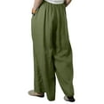 thumbnail image 4 of ORQ Casual Thin Summer Elastic Waist Cotton Linen Plain Women Trousers, 4 of 8