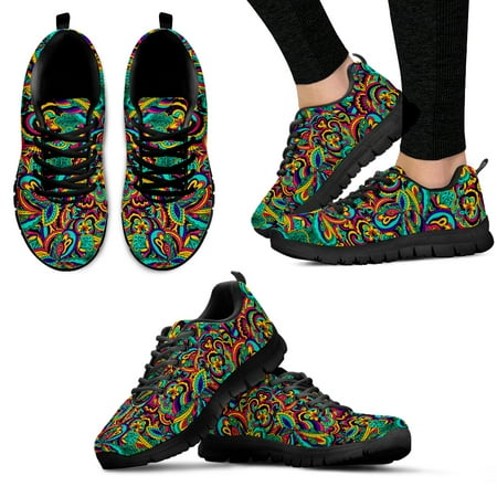 

Pretty Bohemia Pattern Mesh Sneakers for Women Lace up Sport Shoes Female Breathable Flat Shoes Soft Footwear 2022