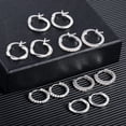 thumbnail image 4 of Pendientes de aro ALEXCRAFT de latón bañado en plata para mujer, 6 unidades, 4 of 8