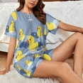 thumbnail image 4 of Balery ducklings swim on the sea waves Pattern Womens Pajama Sets 2 Piece Soft Short Sleeve Top and Shorts Sleepwear Round Neck Pjs Lounge Set with Pockets-3X-Large, 4 of 6