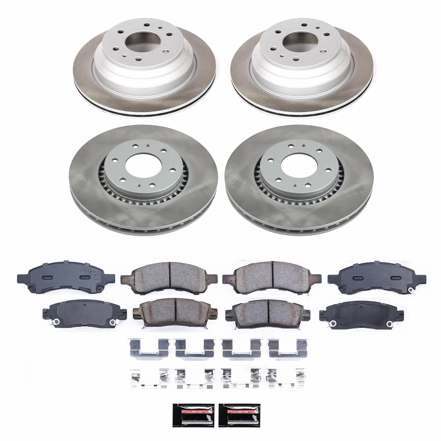 PowerStop Front and Rear Semi-Coated Rotor and Low-Dust Ceramic Brake Pad Kit SC2060