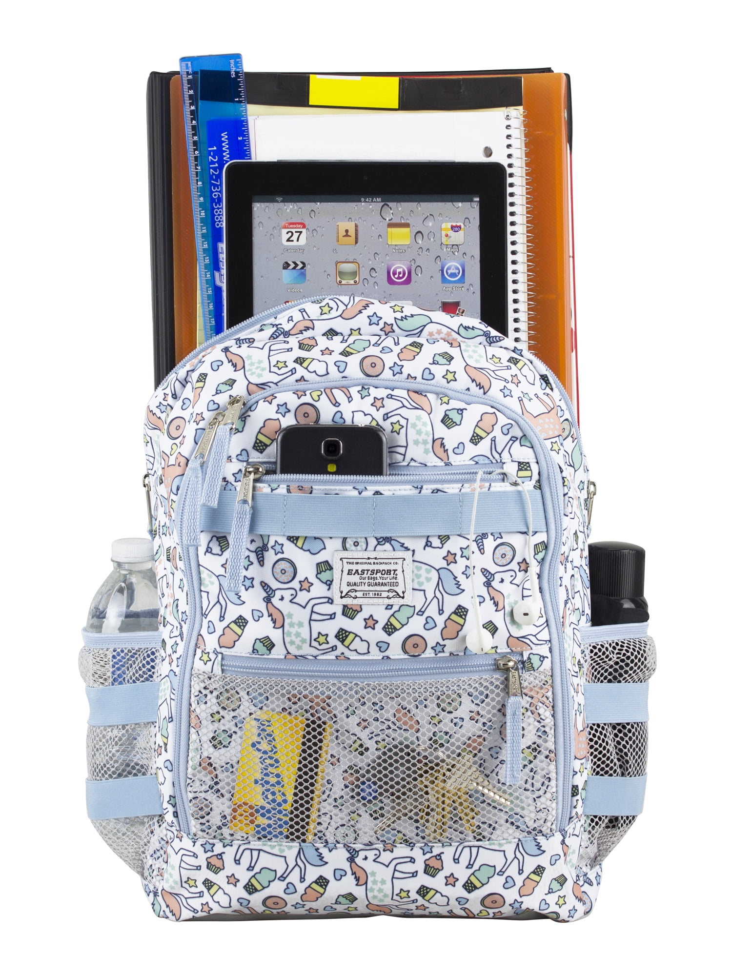 Eastsport Unisex 3-Piece Combo Backpack with Lunch Box and Pouch, Unicorn Donut Print