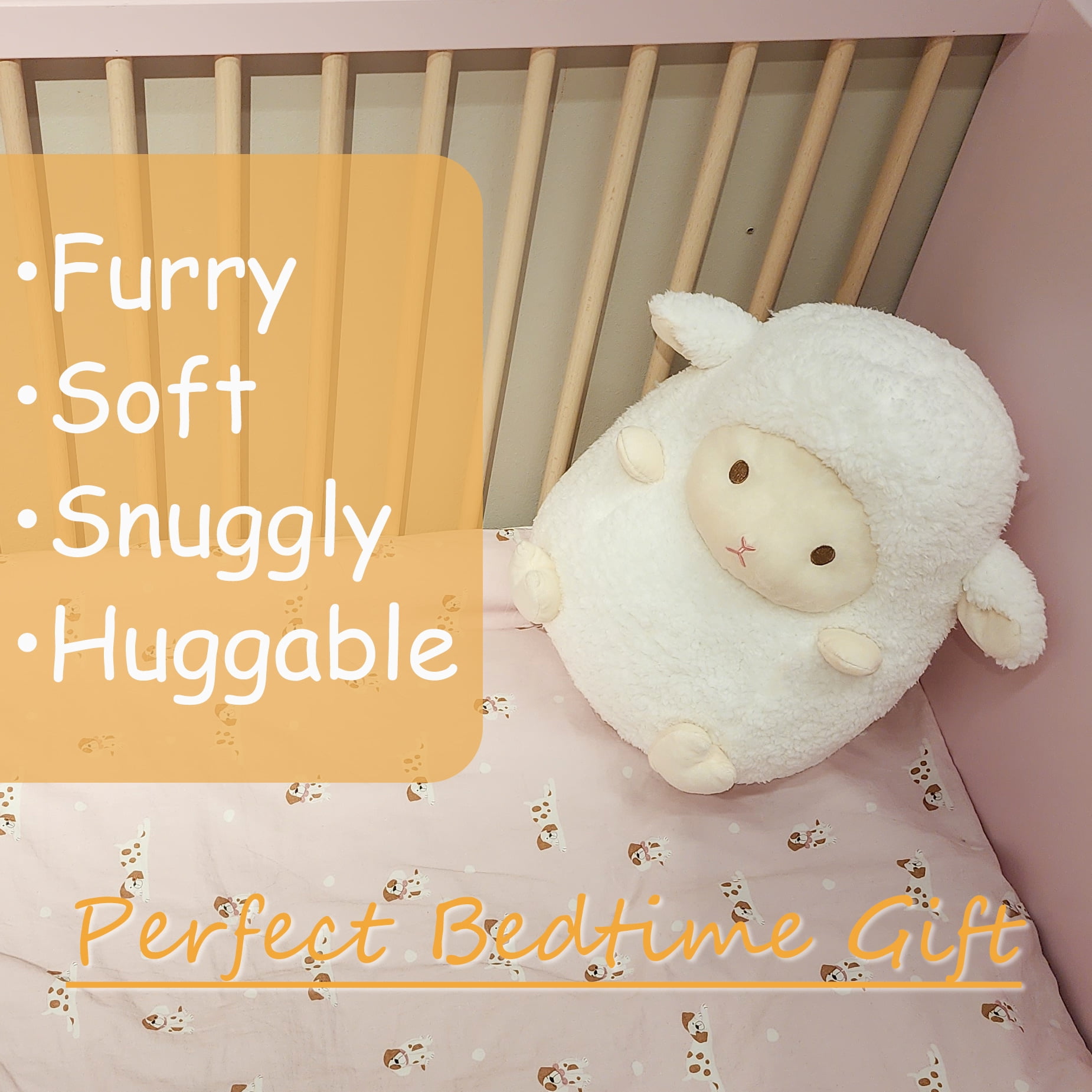 WEIGEDU White Lamb Plush Toy Sheep Stuffed Animals Pillow Cushion Plush for Kids Babies Birthday Easter Bedtime Gift, 14"