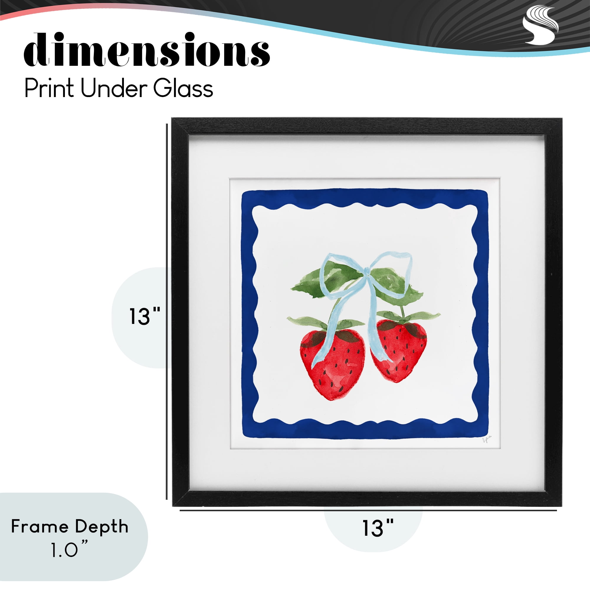Stupell Industries Summer Bordered Strawberries Black Framed Print Under Glass, design by Lucille Price