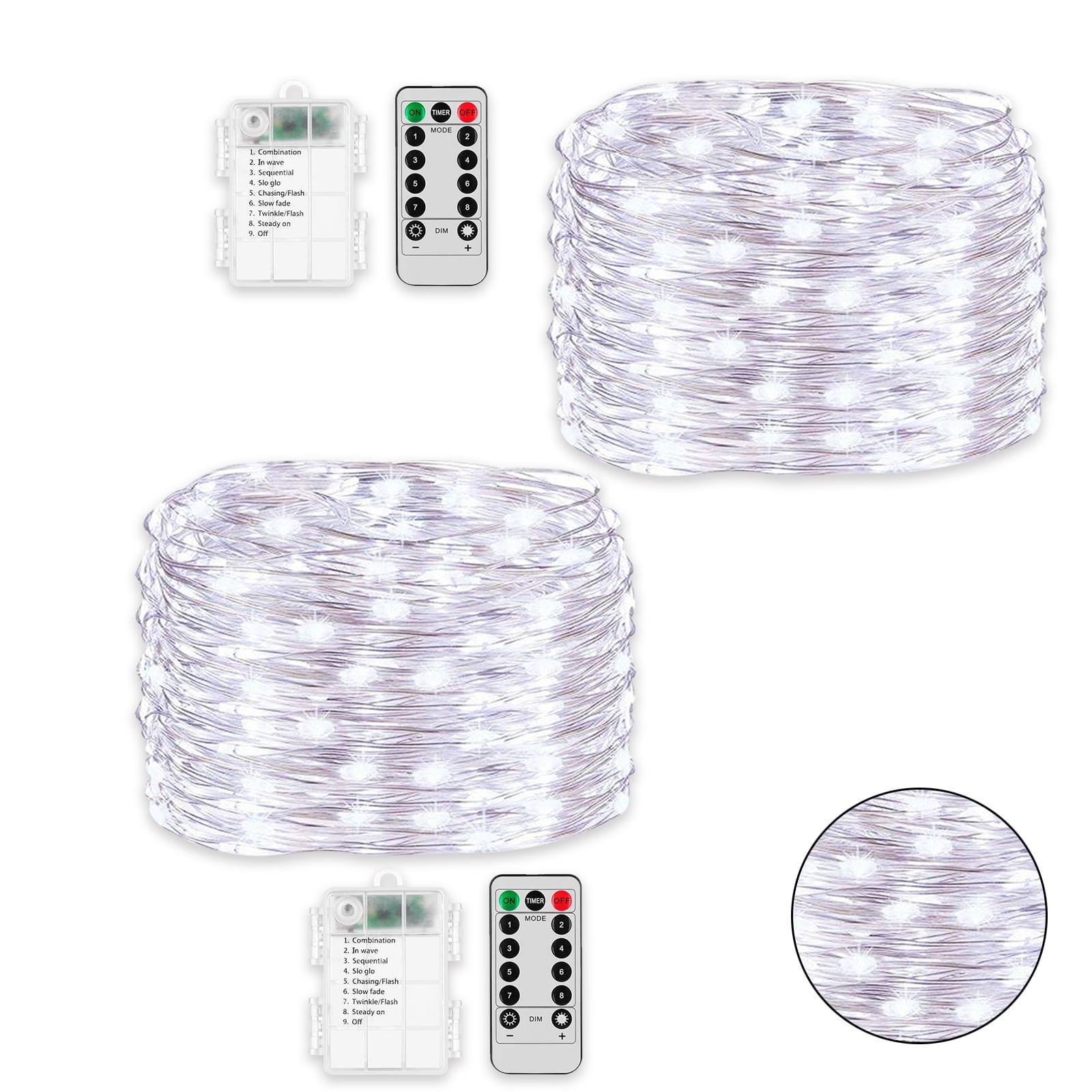Cool White Fairy Lights Battery Operated, 66FT 200 LED Waterproof