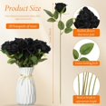 thumbnail image 2 of 20 Pcs Rose Artificial Flowers with Long Stem Realistic Silk Roses Bulk Real Touch Plastic Bouquet of Roses for Home Bridal Wedding Party Table Centerpieces Decorations (Black), 2 of 5