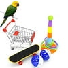 Parrot Toys 5Pack, Mini Shopping Cart, Training Rings,Skateboard and Ball - Playing Standing Training Parrot Toys to Keep Healthy for Budgie Parakeet Cockatiel Conure Lovebird