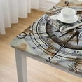 thumbnail image 4 of HAOXIT Decorative Elastic Edged Square Fitted Tablecloth,Nautical Device Design Map Polyester Indoor Outdoor Fitted Tablecover for Dining Room Kitchen Decor Fit Square Table White, 4 of 7