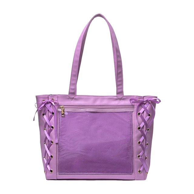 Bolso de hombro japonés de gran capacidad, a la moda, con múltiples bolsillos, para mujer, para la playa Púrpura jinwen Monedero de hombro